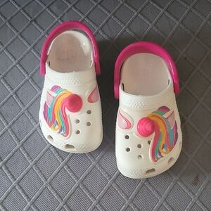 Crocs Kids Unicorn Clogs Sandals - Pink & White Size 7c Firm